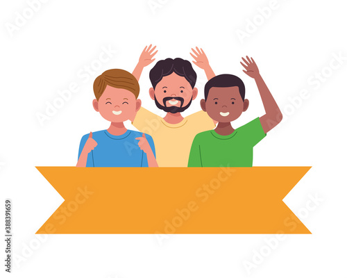 group of diversity men characters