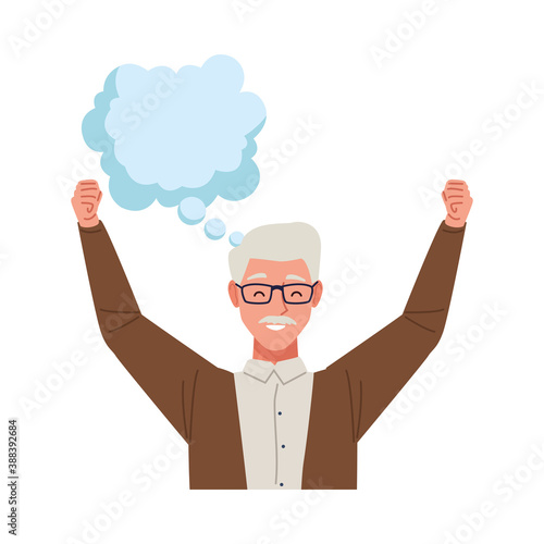 happy old man celebrating chararacter