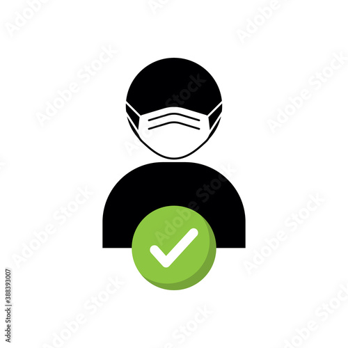 Avatar Person Wearing Face Mask Icon Symbol. Covid-19 Coronavirus Icon of Person Wearing Facemask