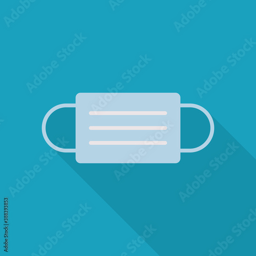 Face Mask Icon. Flat shadow icon design of surgical mask, facemask, n95 mask, face covering etc