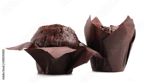 Chocolate muffins isolate on a white background