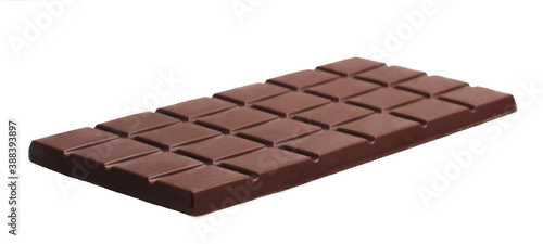Chocolate bar isolated on a white background. Side view