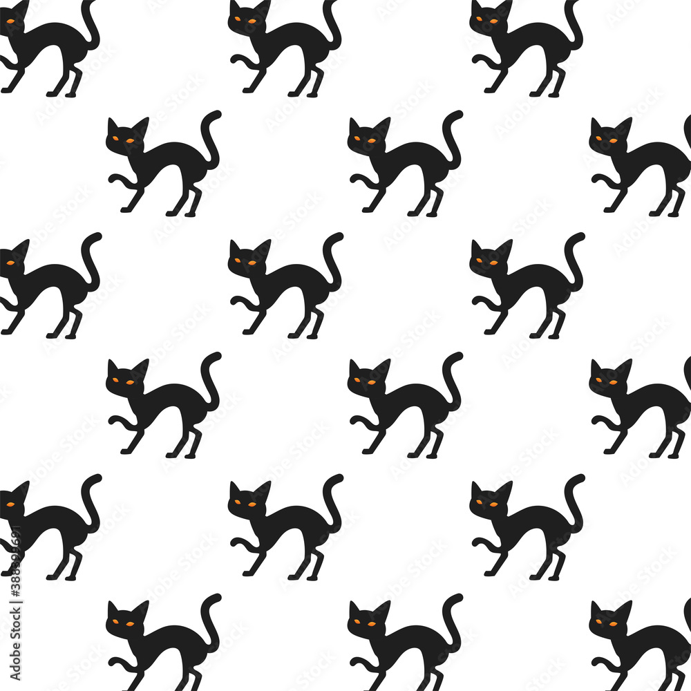 halloween cats black pattern background