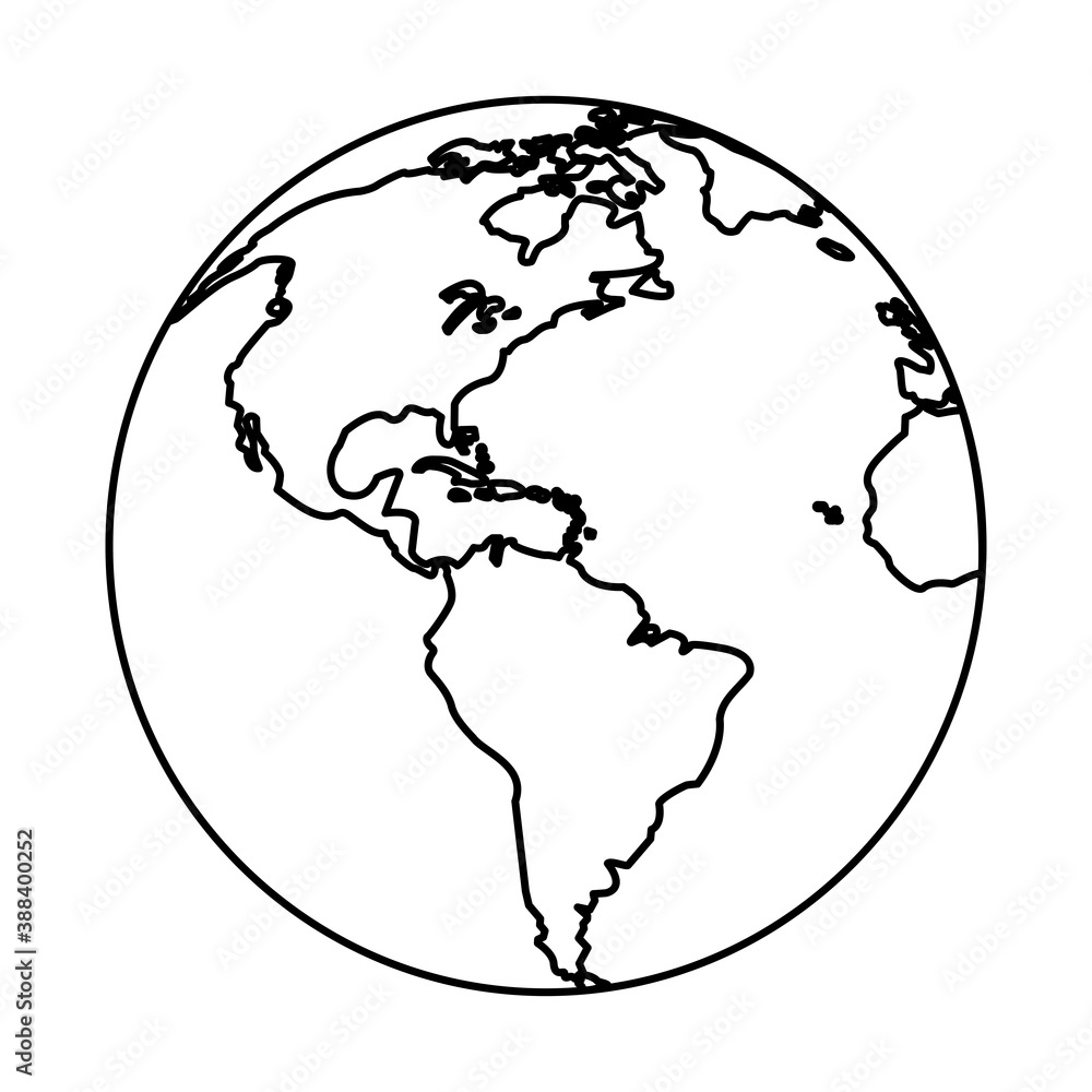 world planet earth geography line style icon