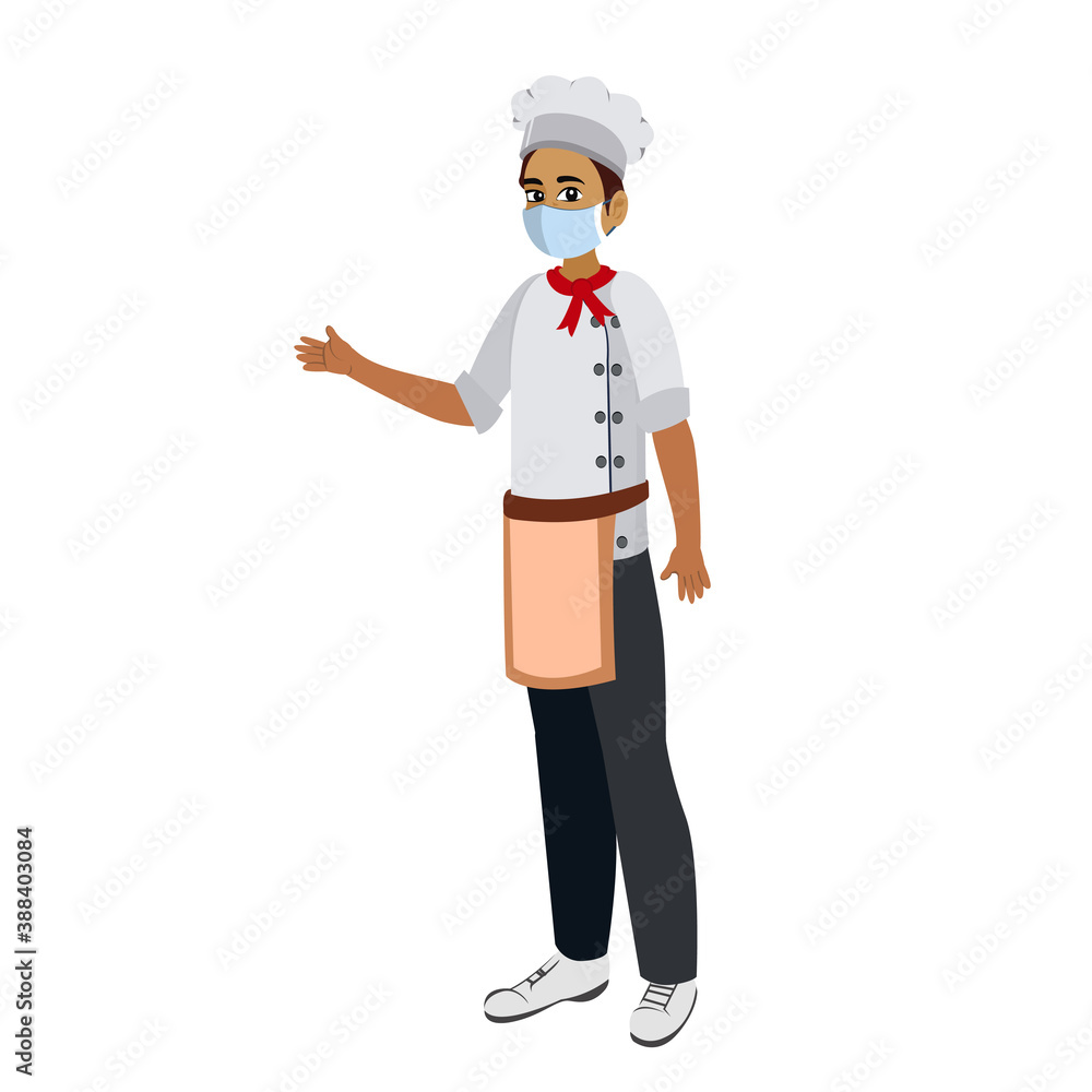 Isolated chef wearing a face mask - Vector illustration Isolated chef wearing a face mask - Vector illustration