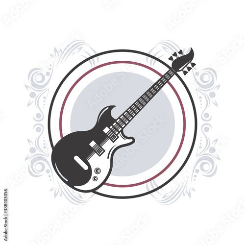 electric guitar instrument musical in circular frame