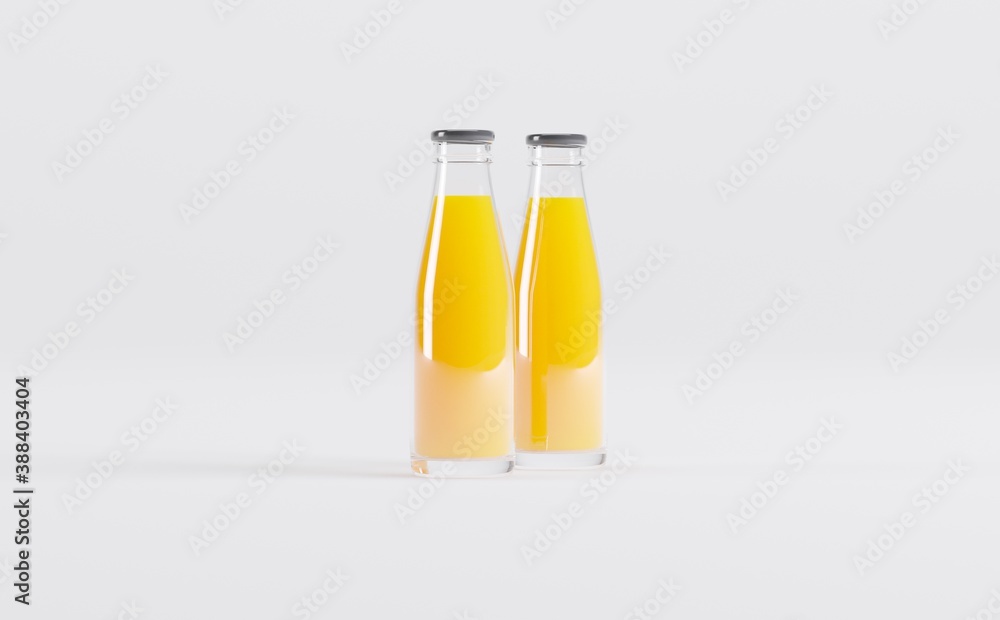 Orange Juice Bottles Mockup 3D Illustration Orange Juice Bottles Mockup 3D Illustration