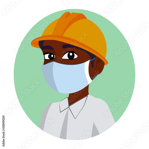Isolated architect wearing a face mask - Vector illustration