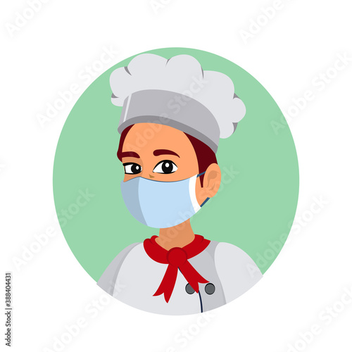 Isolated chef wearing a face mask - Vector illustration