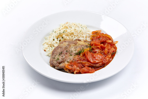 meat with rice and vegetables