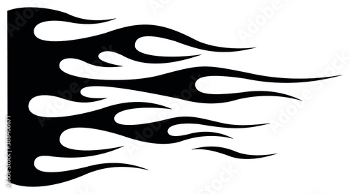 Tribal hotrod muscle car silhouette flame graphic for car hoods and sides. Can be used as decals, mask and tattoos too. photo