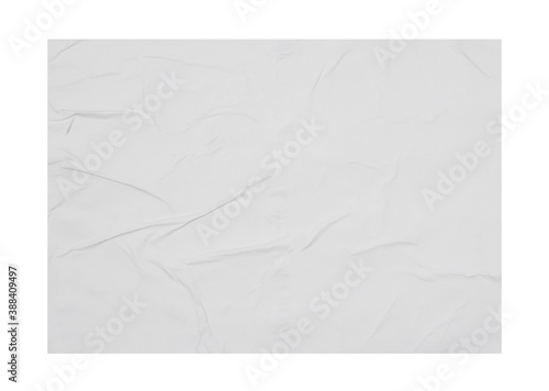 Top view of creased blank poster on white background