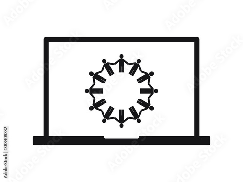people in laptop communication friendship globe