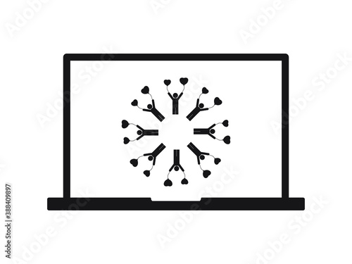 people in laptop communication friendship globe