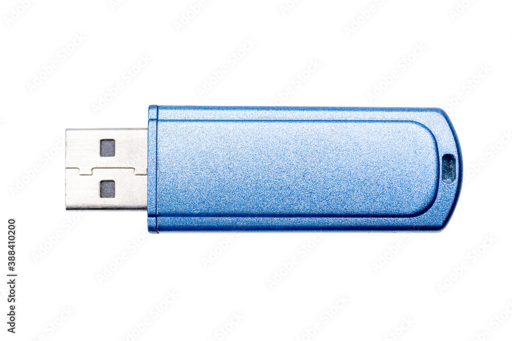 blue usb stick isolated on a white background. flash drive for data store. cut out blue usb stick isolated on a white background. flash drive for data store. cut out