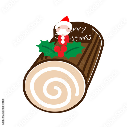 クリスマスケーキ　ブッシュドノエル　ロールケーキ　イラスト素材