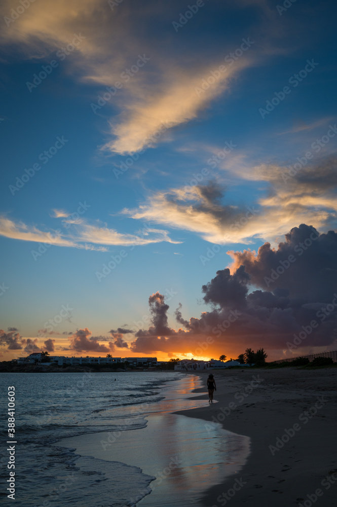 Sunset on Simpson Bay on the Dutch Caribbean island of Sint Maarten