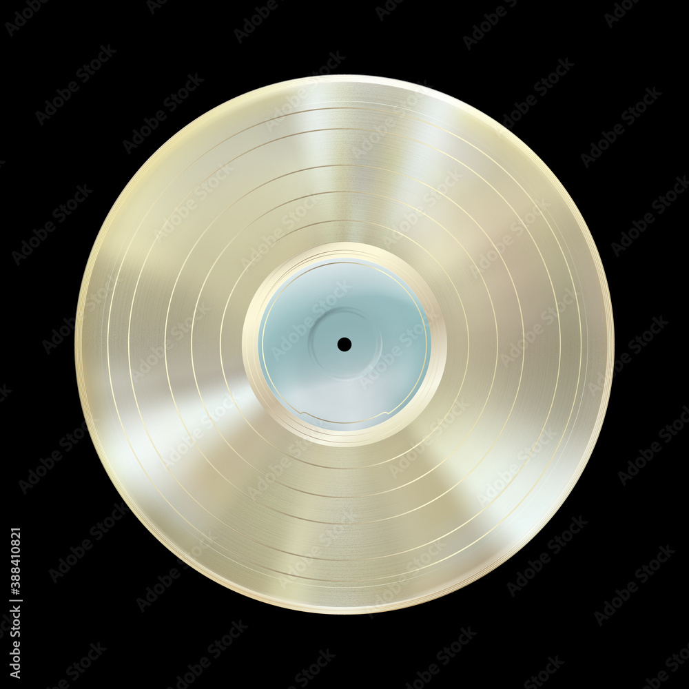 Platinum vinyl record, realistic award disc isolated on black