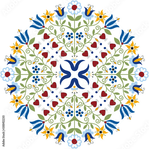 Kashubian Flowers Polish folk art vector design Poland Kaszuby pattern floral