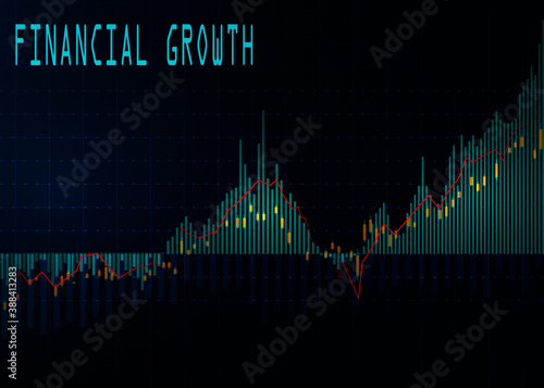 The Statistics showing Financial growth of world economy and forex trading business concept isolated
