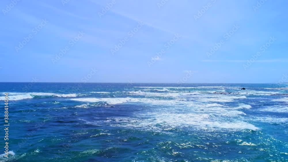 Panorama of blue sea, waves rushing to shore, copy space, Australia Panorama of blue sea, waves rushing to shore, copy space, Australia
