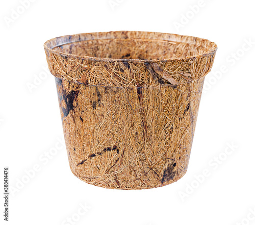 Flower pot, Coconut fiber plant isolated on a white background, save clipping path.