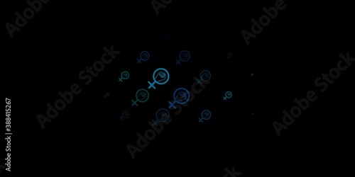 Dark Blue  Green vector texture with women s rights symbols.