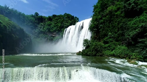 Huangguoshu Waterfall in Guizhou, the largest waterfall in China, zoom out photo