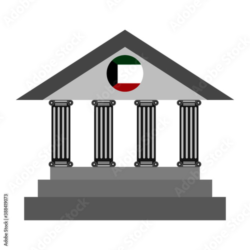 Silver bank and Kuwait flag on white background