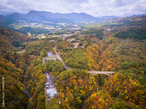 naruko gorge autumn aerial view