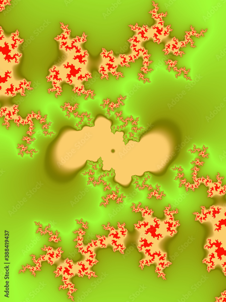 Red yellow green fractal, christmas tree decorations