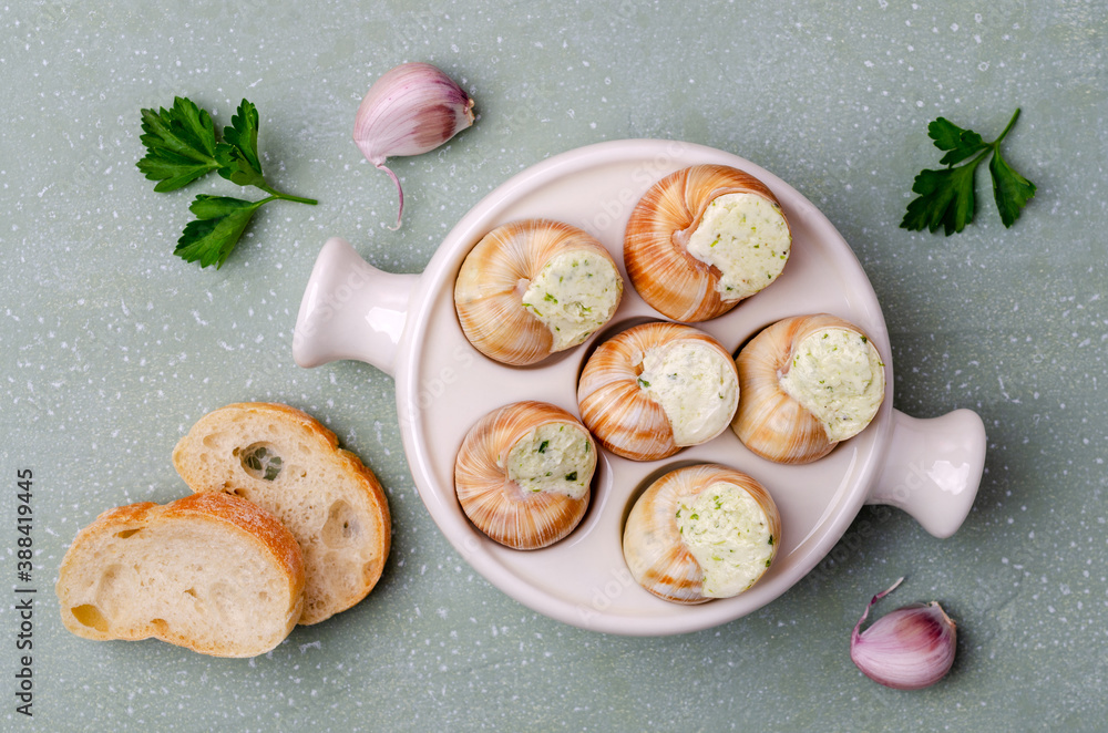Traditional escargot with garlic butter Traditional escargot with garlic butter