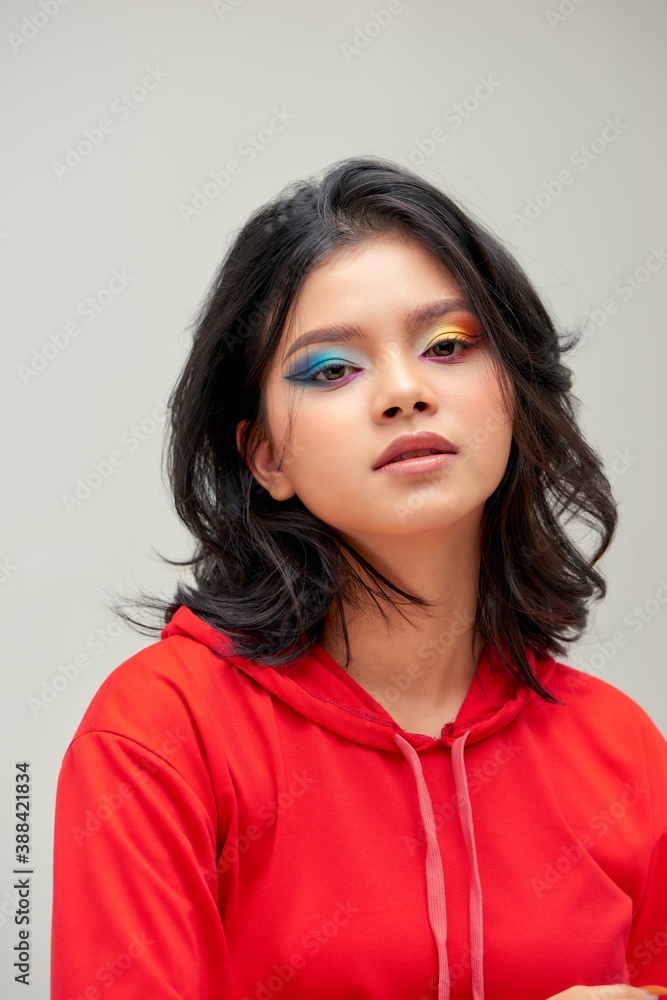 Girl with colorful makeup and manicure Girl with colorful makeup and manicure