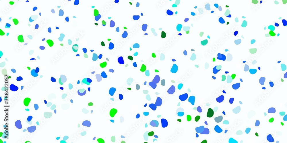 Light blue, green vector texture with memphis shapes.