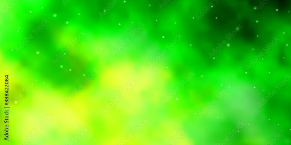 Light Green, Yellow vector background with small and big stars.