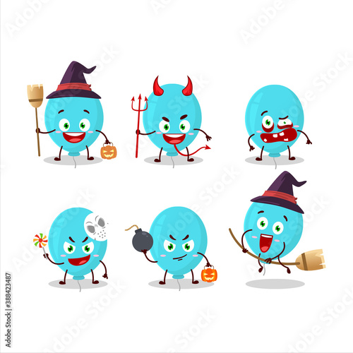 Halloween expression emoticons with cartoon character of blue balloon