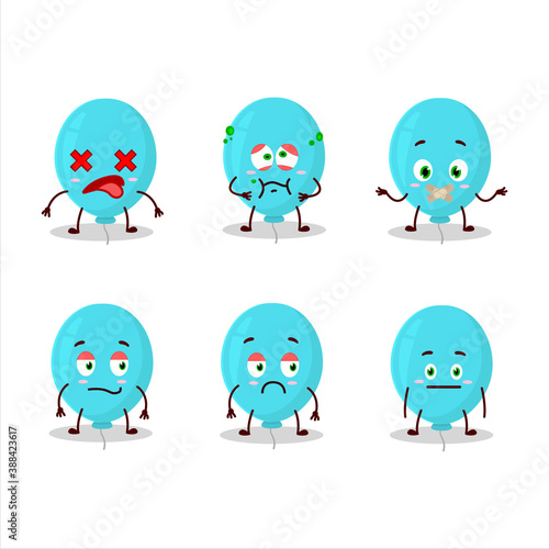 Blue balloon cartoon character with nope expression