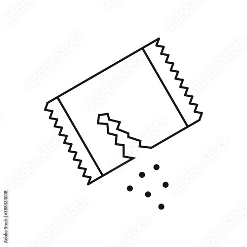 Open paper sachet icon  packet soluble powder  soluble medication. vector illustration