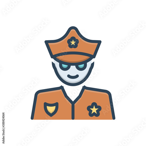 Color illustration icon for cop