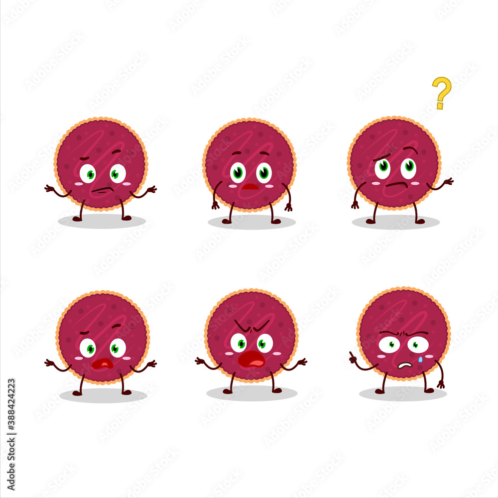 Cartoon character of cranberry pie with what expression