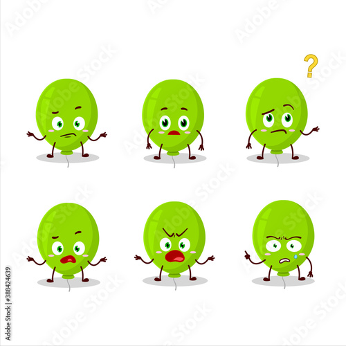 Cartoon character of green balloon with what expression