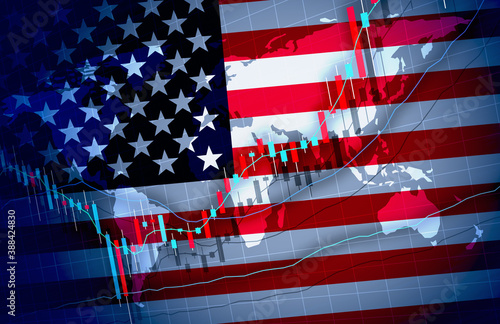 アメリカ経済グローバルマーケットの背景デザインチャート素材