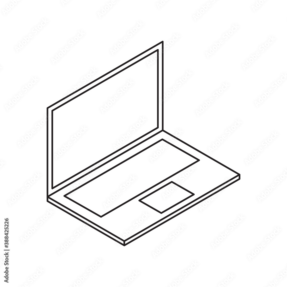 laptop notebook single isolated icon with line or outline style and isometric shape laptop notebook single isolated icon with line or outline style and isometric shape