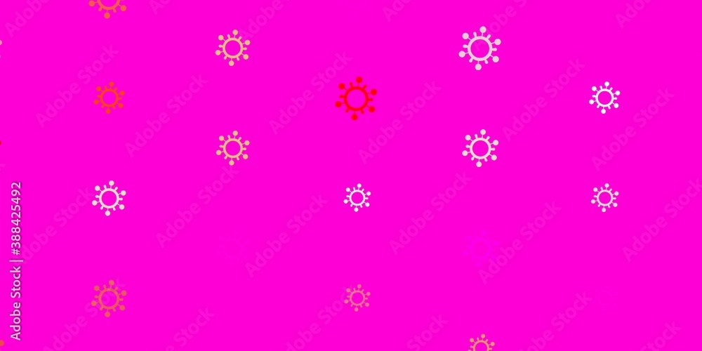 Light Pink, Yellow vector pattern with coronavirus elements. Light Pink, Yellow vector pattern with coronavirus elements.