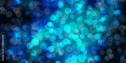 Dark BLUE vector backdrop with circles.