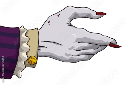 Elegant Vampire Extending its Hand with Bite Marks, Vector Illustration