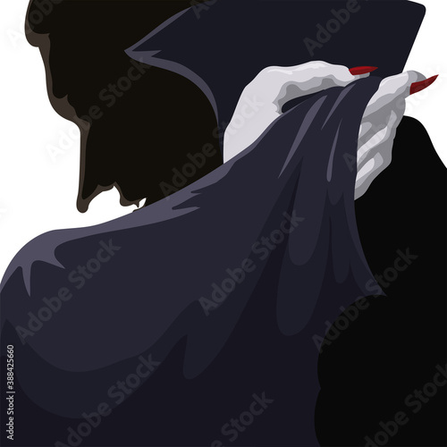 Classy Vampire Covering with its Dark Cape, Vector Illustration
