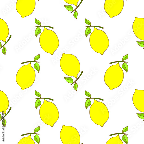 Lemon seamless pattern design. Lemon fruit pattern background. Fruit seamless pattern isolated.