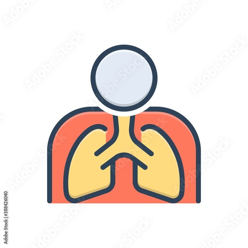 Color illustration icon for lung