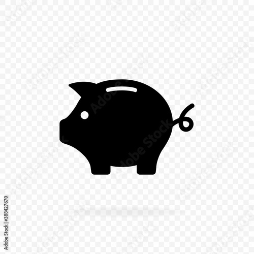 Piggy bank icon, logo. Money, dollar coin icon in black. Finance sign. Business icon. Money sign. Invest finance. Vector EPS 10